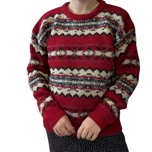 Vintage Woolrich Mens Wool Mohair Western Ski Chunky Fair Isle Sweater Sz L - Picture 3 of 6